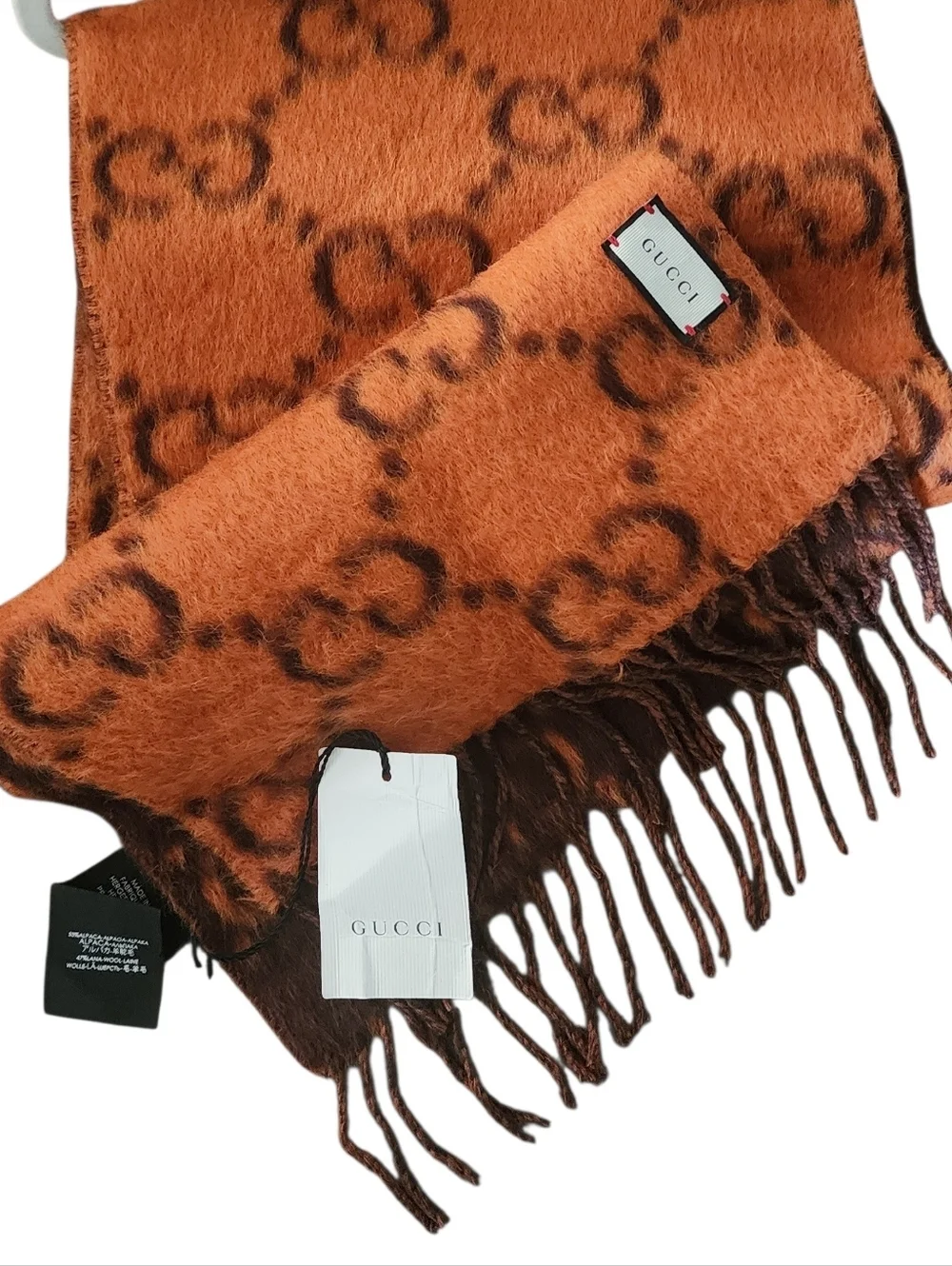 NWT Gucci Brown Monogram Alpaca Scarf and Wool 🎁💝